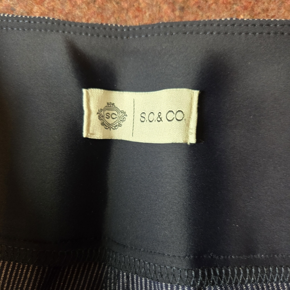 S.C. & Co Wide Leg Crop Pant In Blue & White Pinstripe Size Large Flex Waist - Picture 3 of 10
